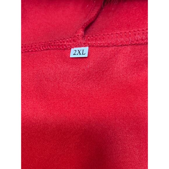 Red Zip Up Jacket Faux Fur Trim on Hood Size 2XL Runs Big NWOT - Picture 3 of 9